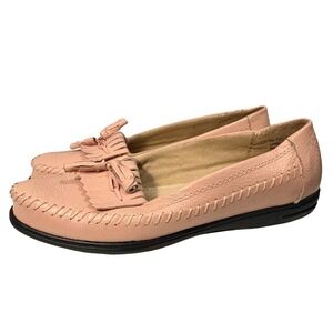 Dr Scholls Pink Leather Kiltie Tassel Loafers Double Air-Pillo Shoes Womens 6M